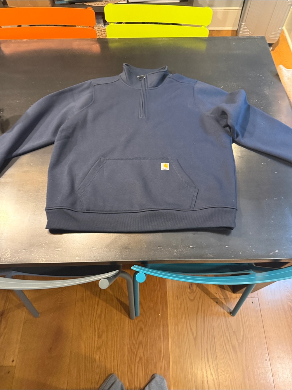 Men’s Carhartt Navy Half-Zip Pullover Sweatshirt relaxed fit